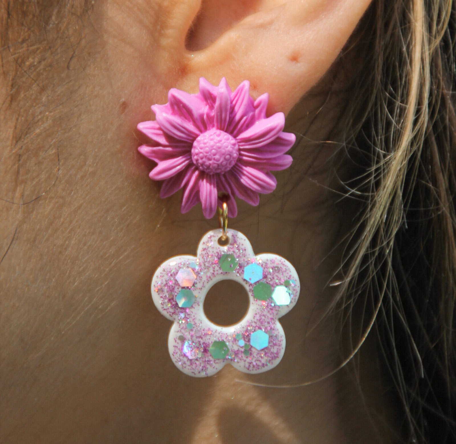 Boucles D'Oreille Bonne Année - Design Chinois Festif - Pendentif Drop - Acrylique Léger - Pour Fêtes, Cadeau Nouvel An