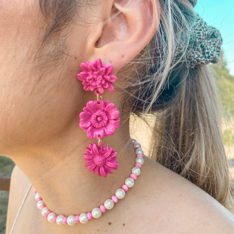 BOUCLES D’OREILLES – Fleurir Pour Soi (Framboise)
