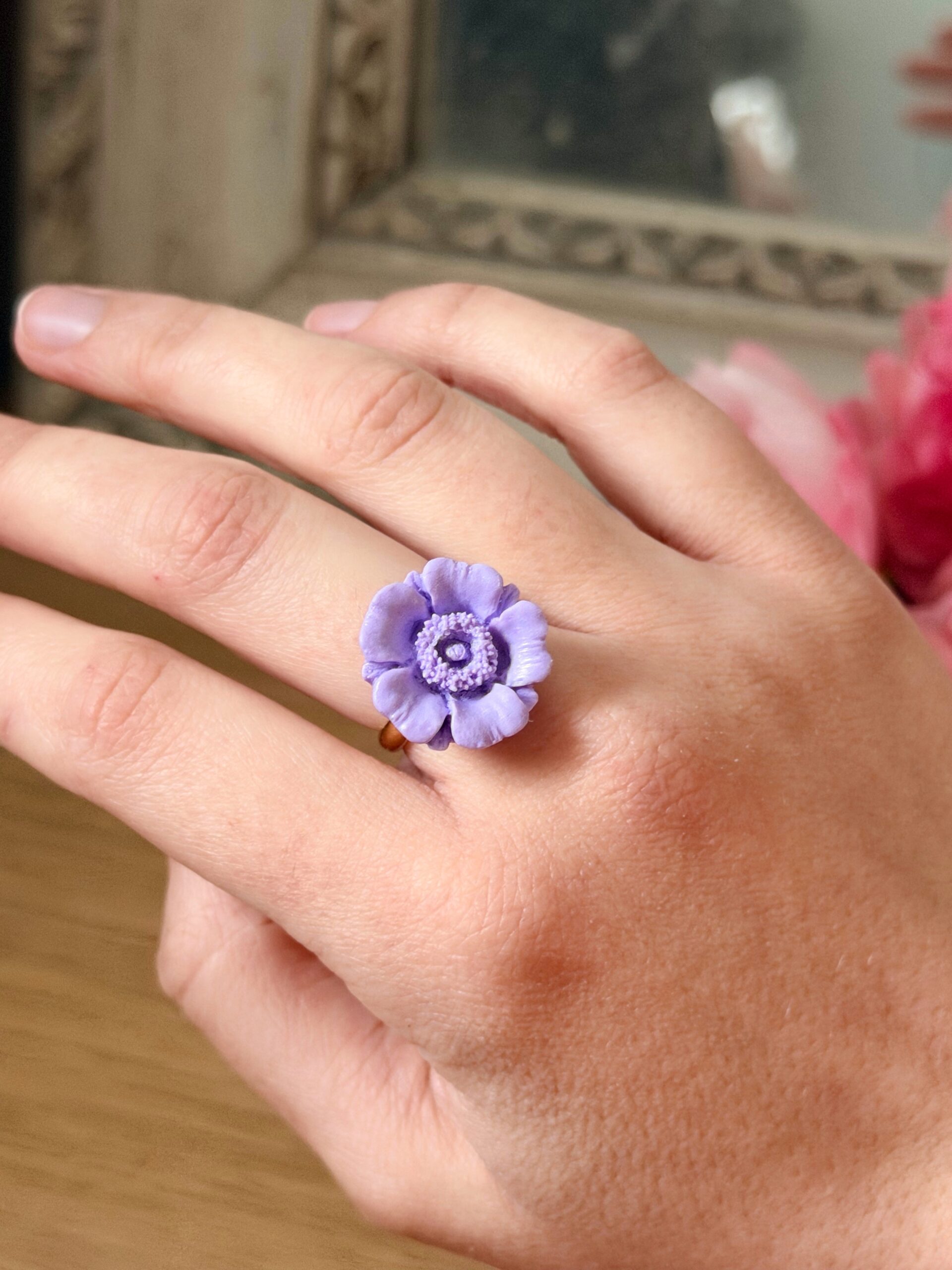 BAGUE - Bourgeon (anémone)