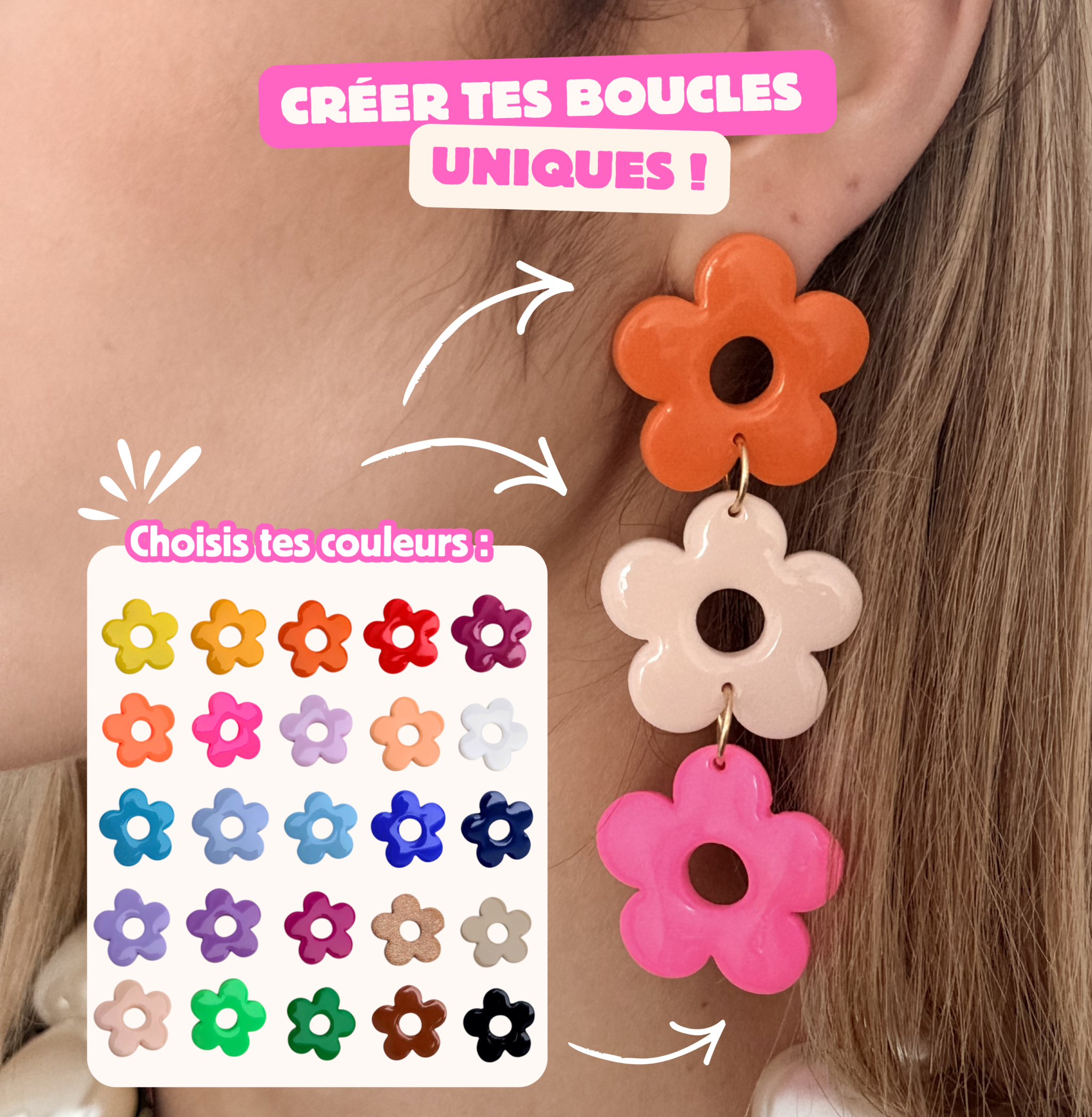 BOUCLES D'OREILLES - Pouvoir des fleurs (à personnaliser)